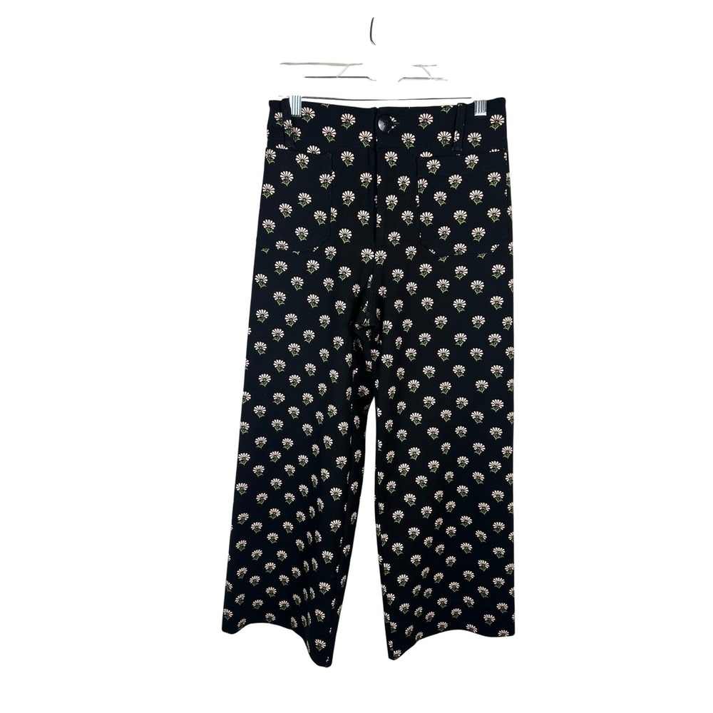 Maeve The Colette Pants Women 25P Black Floral Wide Leg Excellent Patch Pocket